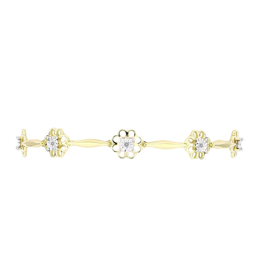 Pulseira de Prata com Banho de Ouro com Diamante Branco  Contraste: Cabeca de Veado (800)