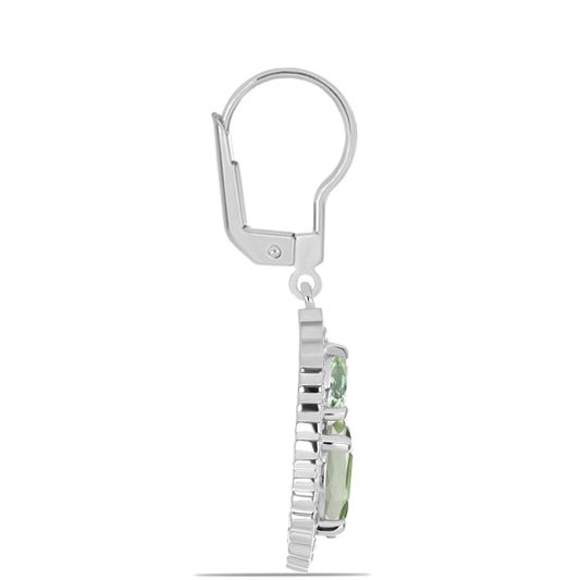 Brincos de Prata com Ametista Verde e Topázio Branco