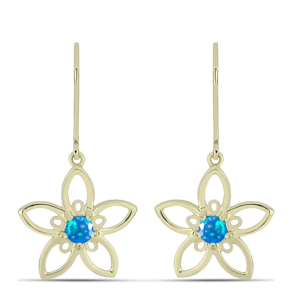 Brincos de Prata com Banho de Ouro com Opala Paraíso da Etiópia