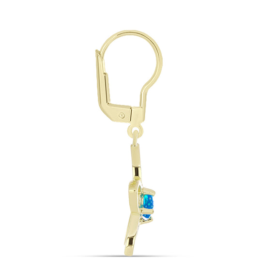 Brincos de Prata com Banho de Ouro com Opala Paraíso da Etiópia