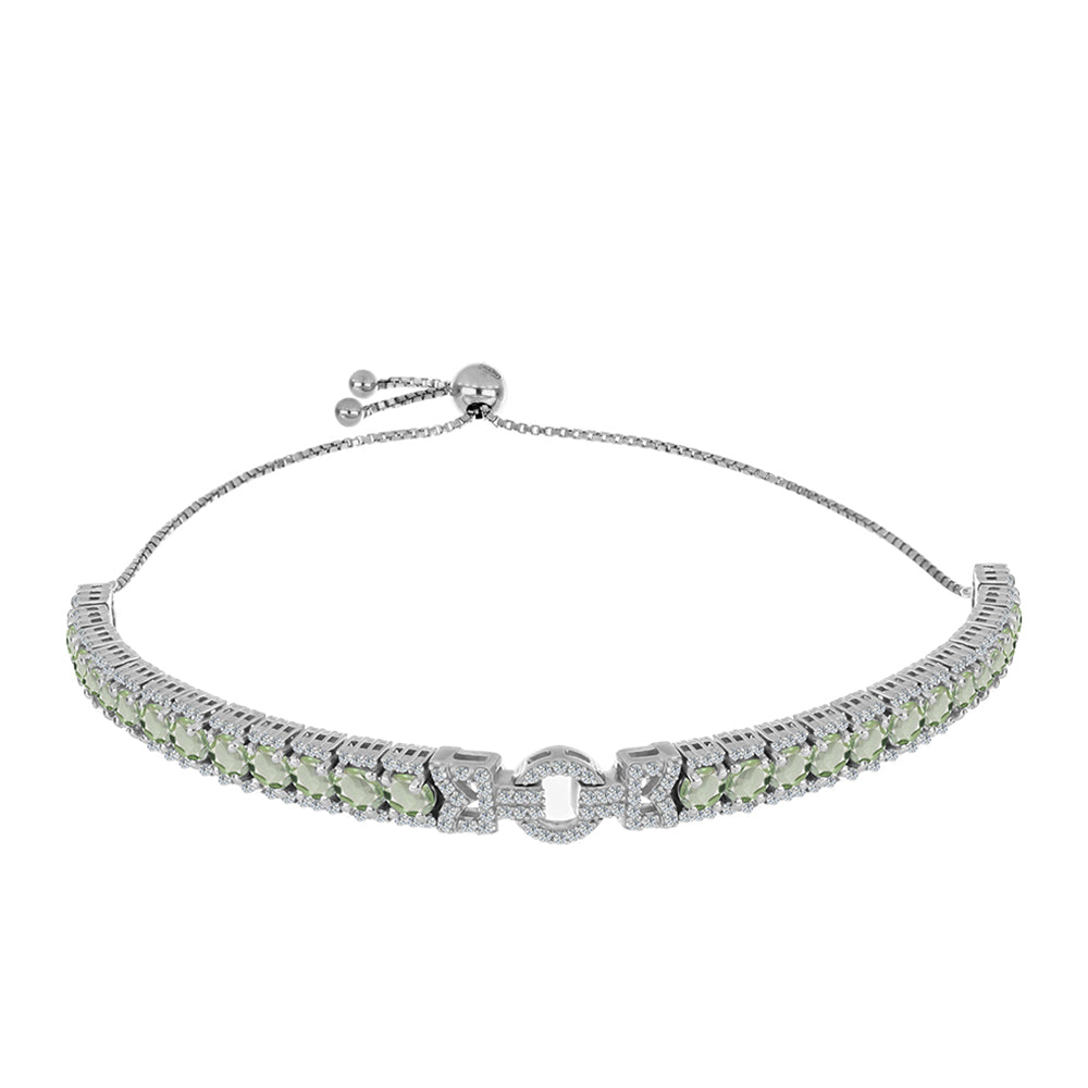 Pulseira de Prata com Ametista Verde e Topázio Branco  Contraste: Cabeca de Veado (800) 1 