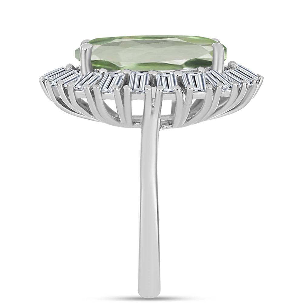 Anel de Prata com Ametista Verde e Topázio Branco  Contraste: Cabeca de Veado (800) 4 