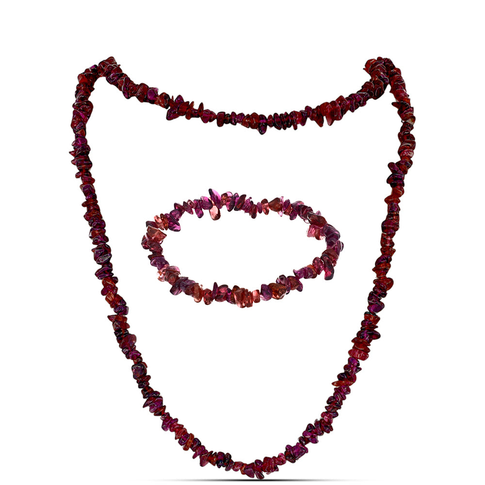 Conjunto com Granada de Rhodolite ( Colar+Pulseira )