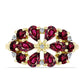 Anel de Prata com Banho de Ouro com Granada de Rhodolite e Topázio Branco  Contraste: Cabeca de Veado (800)