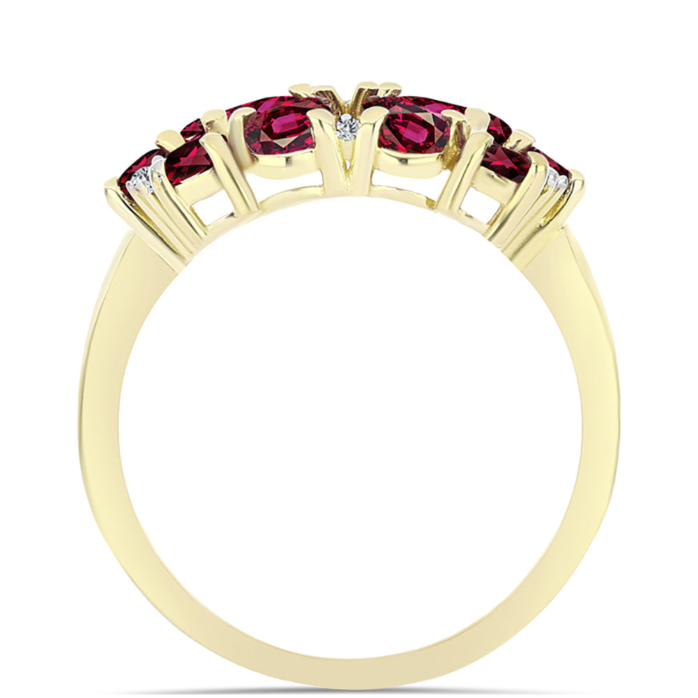 Anel de Prata com Banho de Ouro com Granada de Rhodolite e Topázio Branco  Contraste: Cabeca de Veado (800) 2 