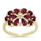 Anel de Prata com Banho de Ouro com Granada de Rhodolite e Topázio Branco  Contraste: Cabeca de Veado (800)