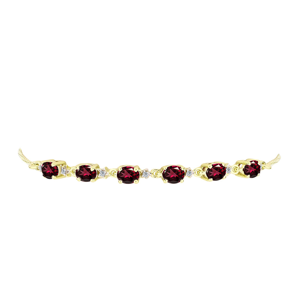 Pulseira de Prata com Banho de Ouro com Granada de Rhodolite e Topázio Branco  Contraste: Cabeca de Veado (800) 2 