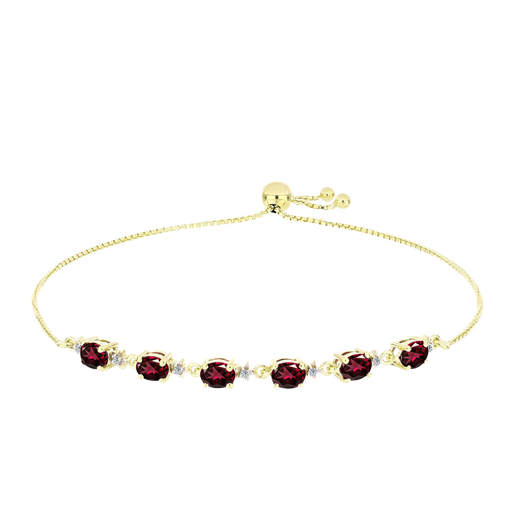 Pulseira de Prata com Banho de Ouro com Granada de Rhodolite e Topázio Branco  Contraste: Cabeca de Veado (800) 1 