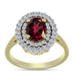Anel de Prata com Banho de Ouro com Granada de Rhodolite e Topázio Branco  Contraste: Cabeca de Veado (800)
