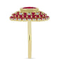 Anel de Prata com Banho de Ouro com Rubi de Madagáscar e Topázio Branco  Contraste: Cabeca de Veado (800)