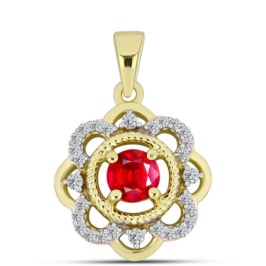 Pendente de Prata com Banho de Ouro com Ágata Vermelha e Topázio Branco