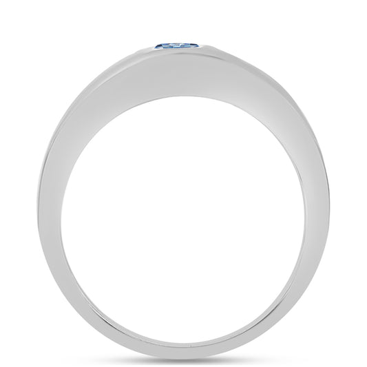 Anel de Prata com Moissanite Azul Oceano