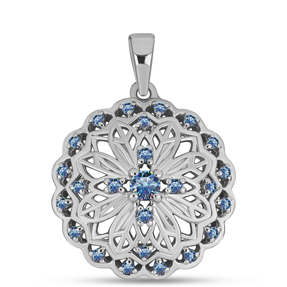 Pendente de Prata com Moissanite Azul Oceano