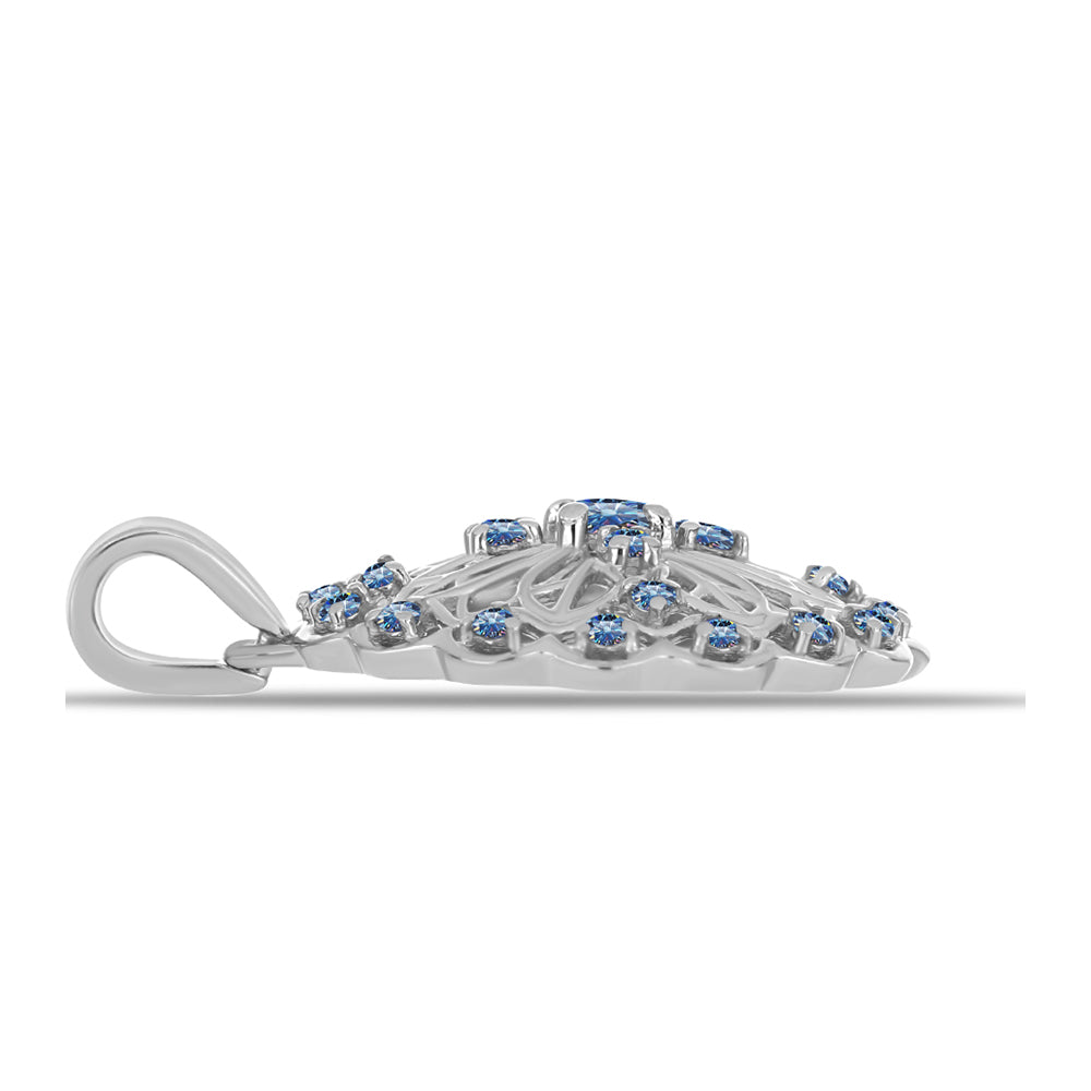 Pendente de Prata com Moissanite Azul Oceano 2 