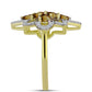 Anel de Prata com Banho de Ouro com Quartzo Cognac e Topázio Branco  Contraste: Cabeca de Veado (800)