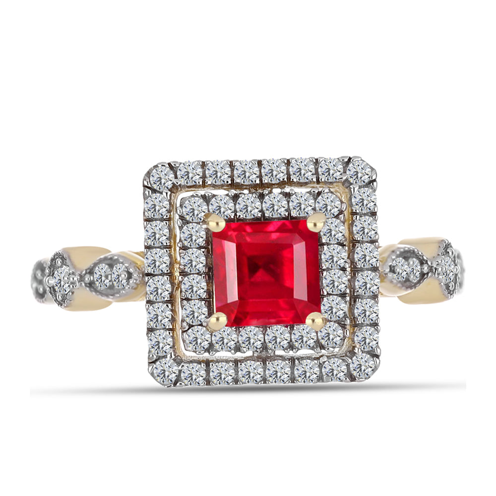 Anel de Prata com Banho de Ouro com Ágata Vermelha e Topázio Branco 1 