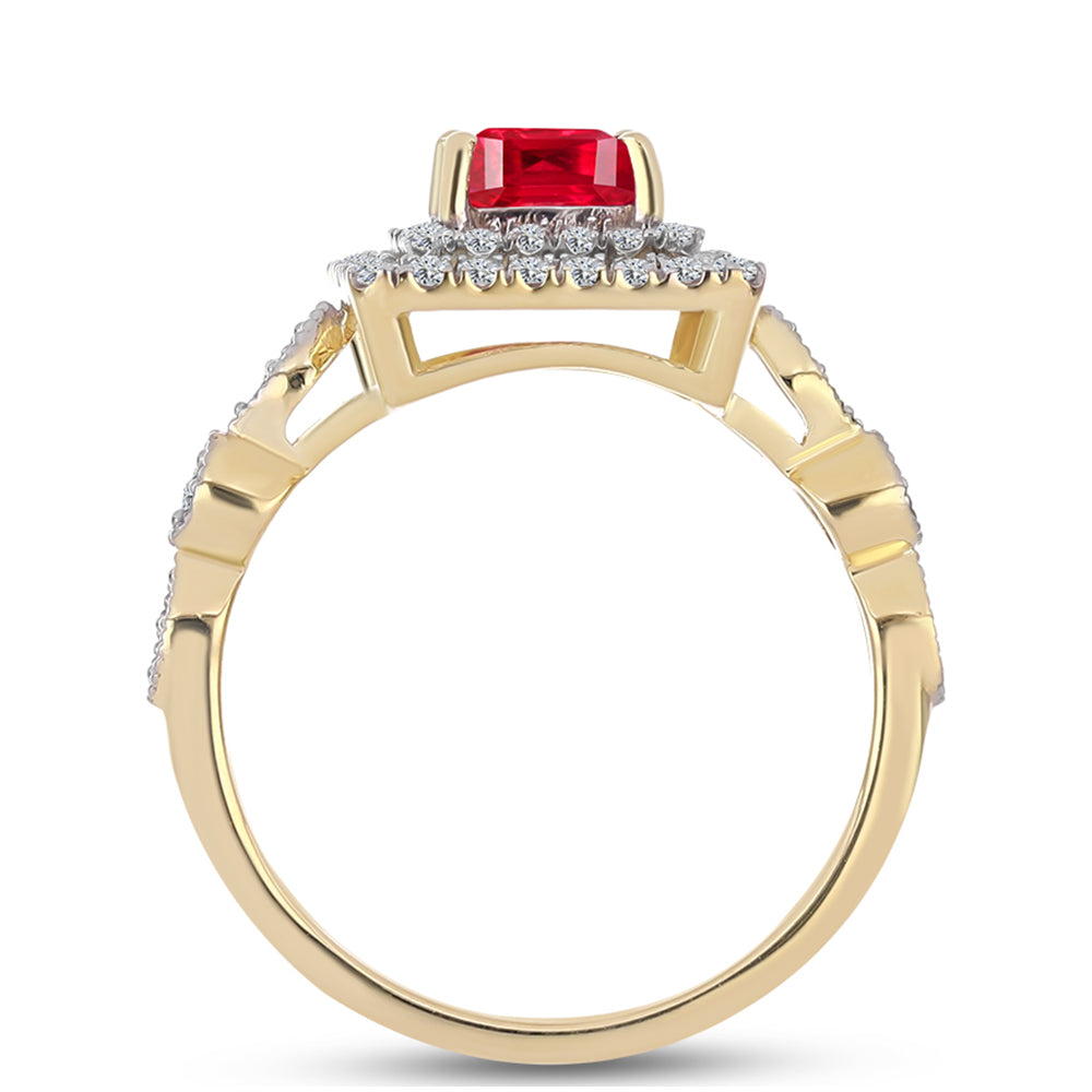 Anel de Prata com Banho de Ouro com Ágata Vermelha e Topázio Branco