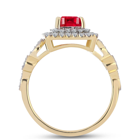 Anel de Prata com Banho de Ouro com Ágata Vermelha e Topázio Branco