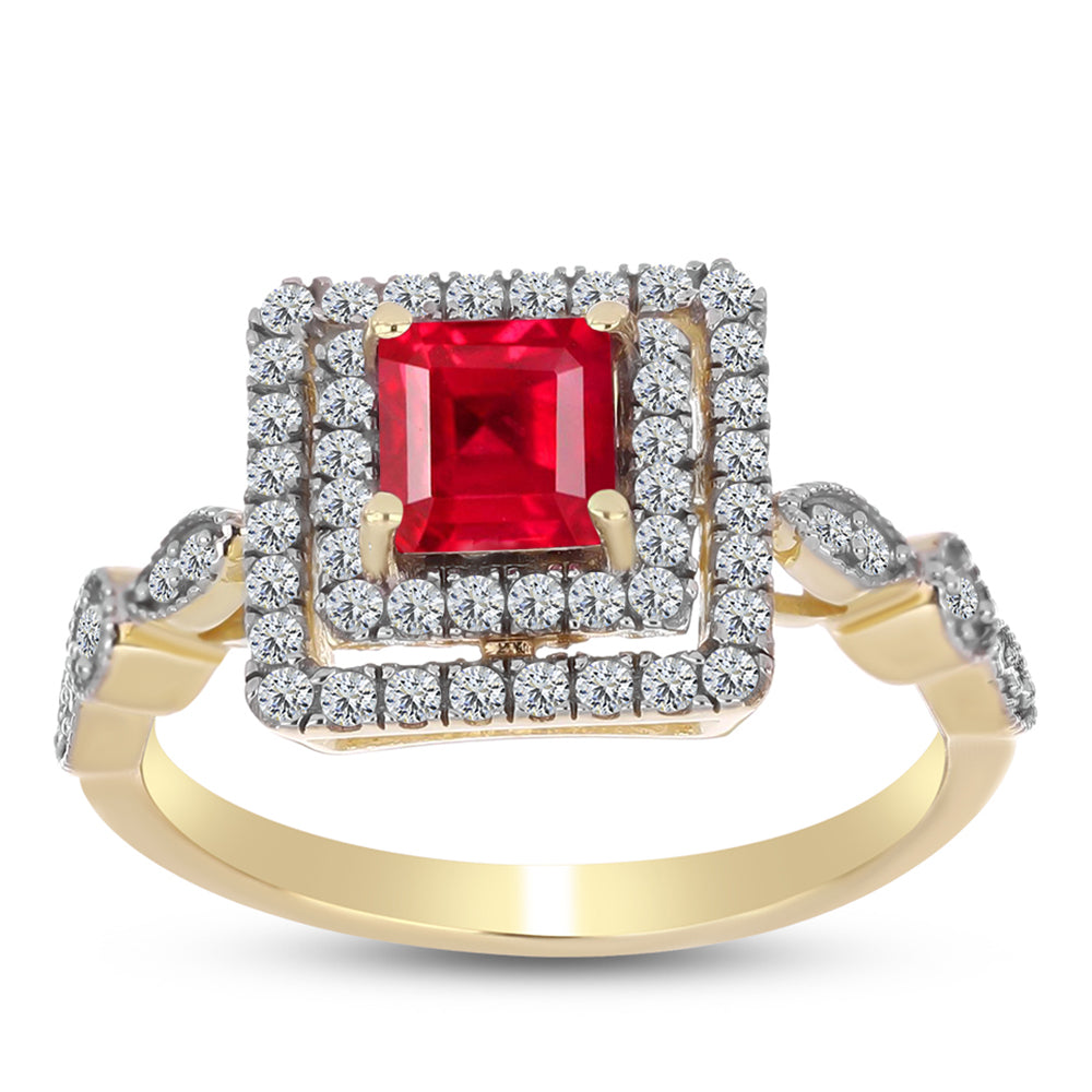 Anel de Prata com Banho de Ouro com Ágata Vermelha e Topázio Branco 3 