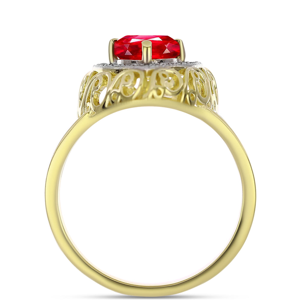 Anel de Prata com Banho de Ouro com Ágata Vermelha e Topázio Branco  Contraste: Cabeca de Veado (800)