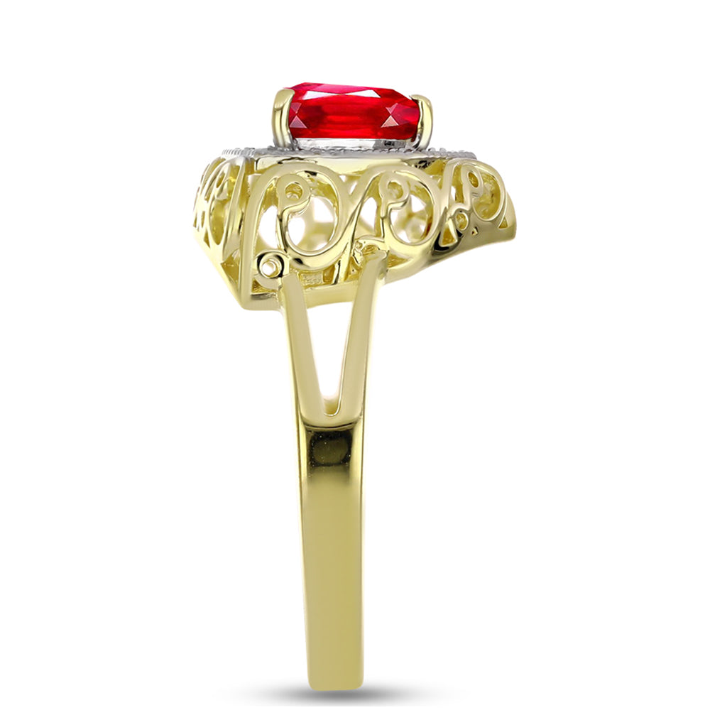 Anel de Prata com Banho de Ouro com Ágata Vermelha e Topázio Branco  Contraste: Cabeca de Veado (800) 4 