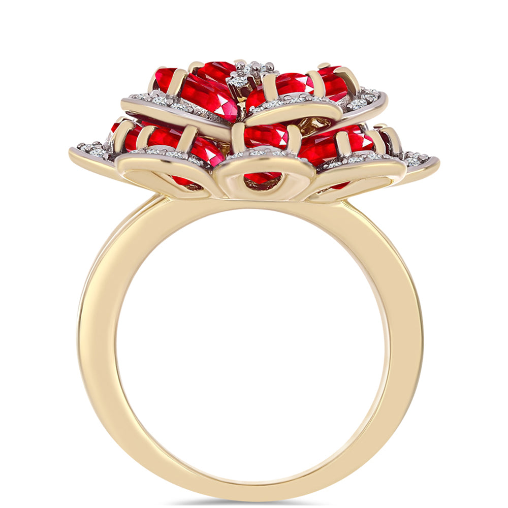 Anel de Prata com Banho de Ouro com Ágata Vermelha e Topázio Branco  Contraste: Cabeca de Veado (800) 2 