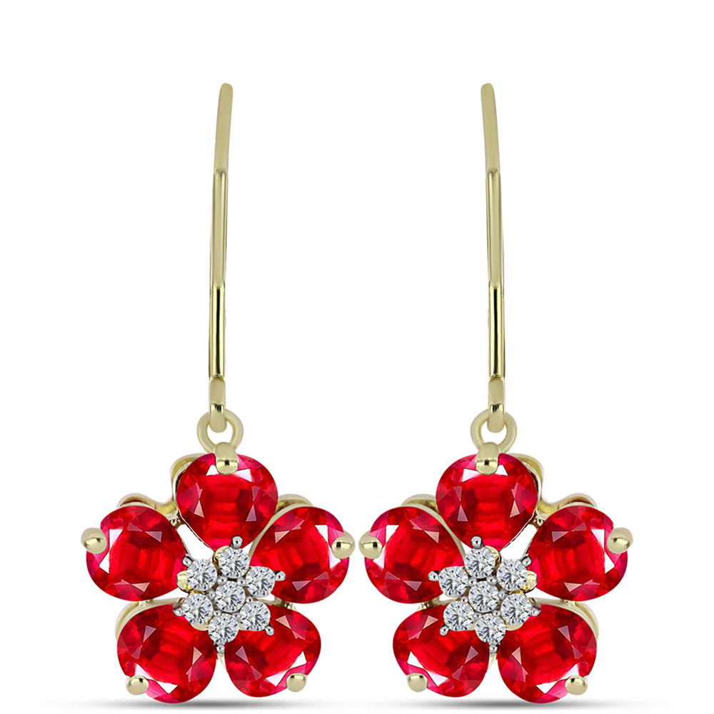 Brincos de Prata com Banho de Ouro com Ágata Vermelha e Topázio Branco 1 