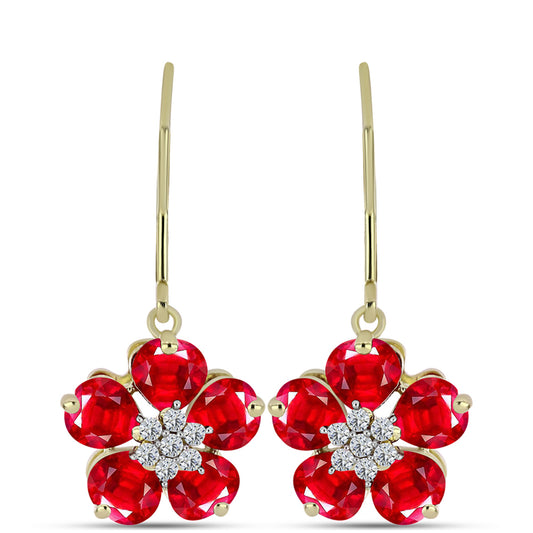 Brincos de Prata com Banho de Ouro com Ágata Vermelha e Topázio Branco