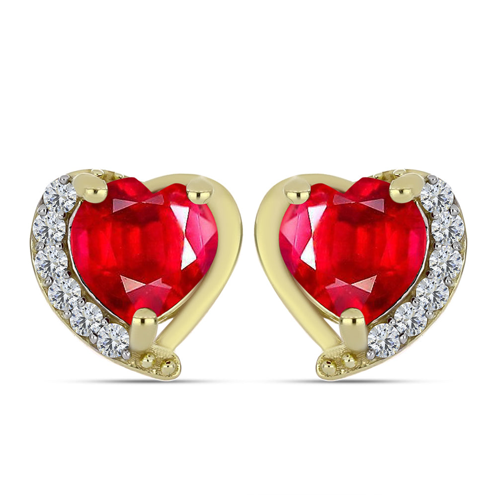 Brincos de Prata com Banho de Ouro com Ágata Vermelha e Topázio Branco