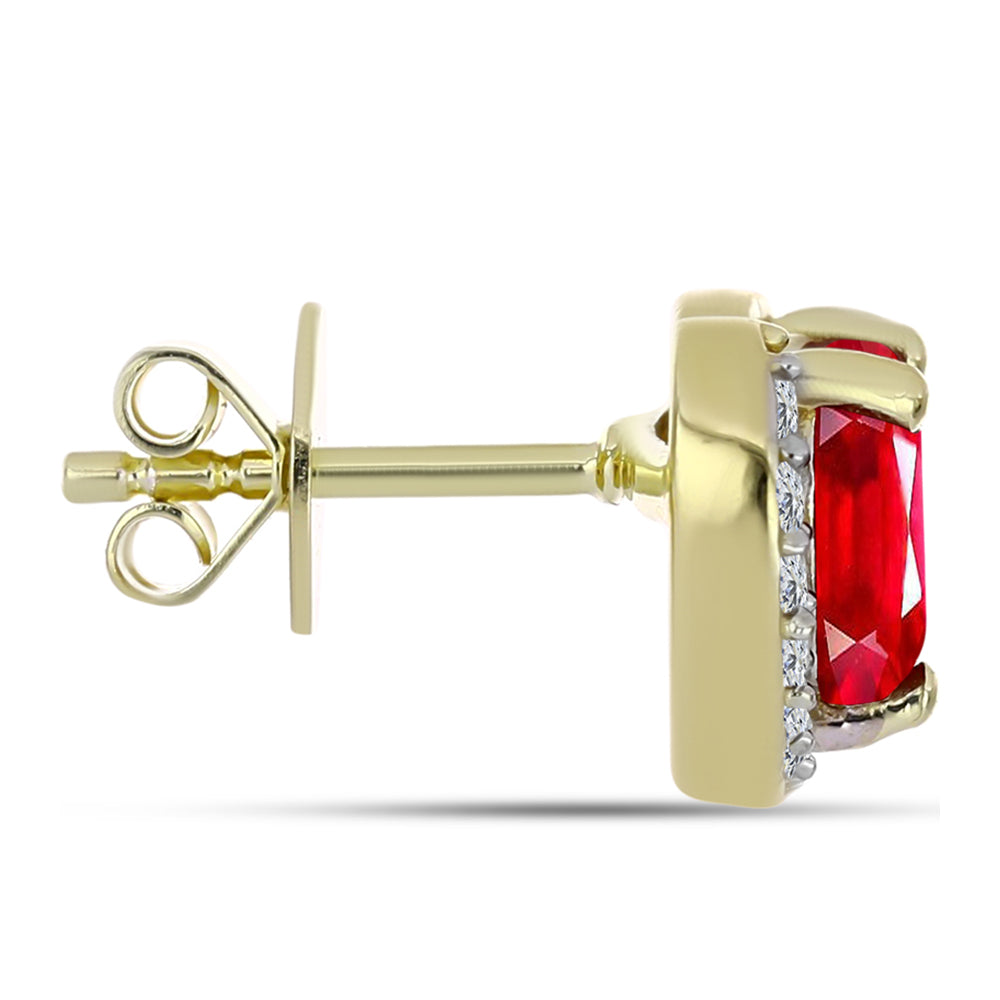 Brincos de Prata com Banho de Ouro com Ágata Vermelha e Topázio Branco 2 