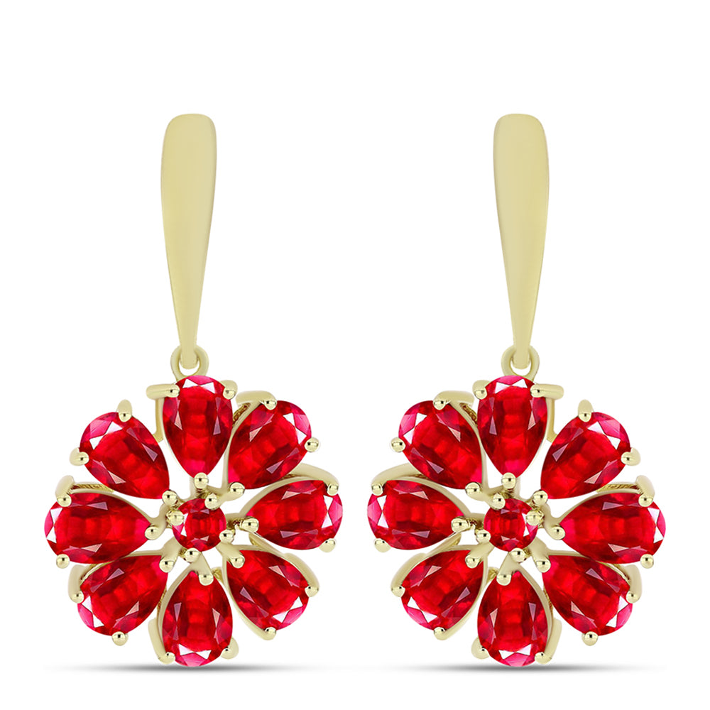 Brincos de Prata com Banho de Ouro com Ágata Vermelha