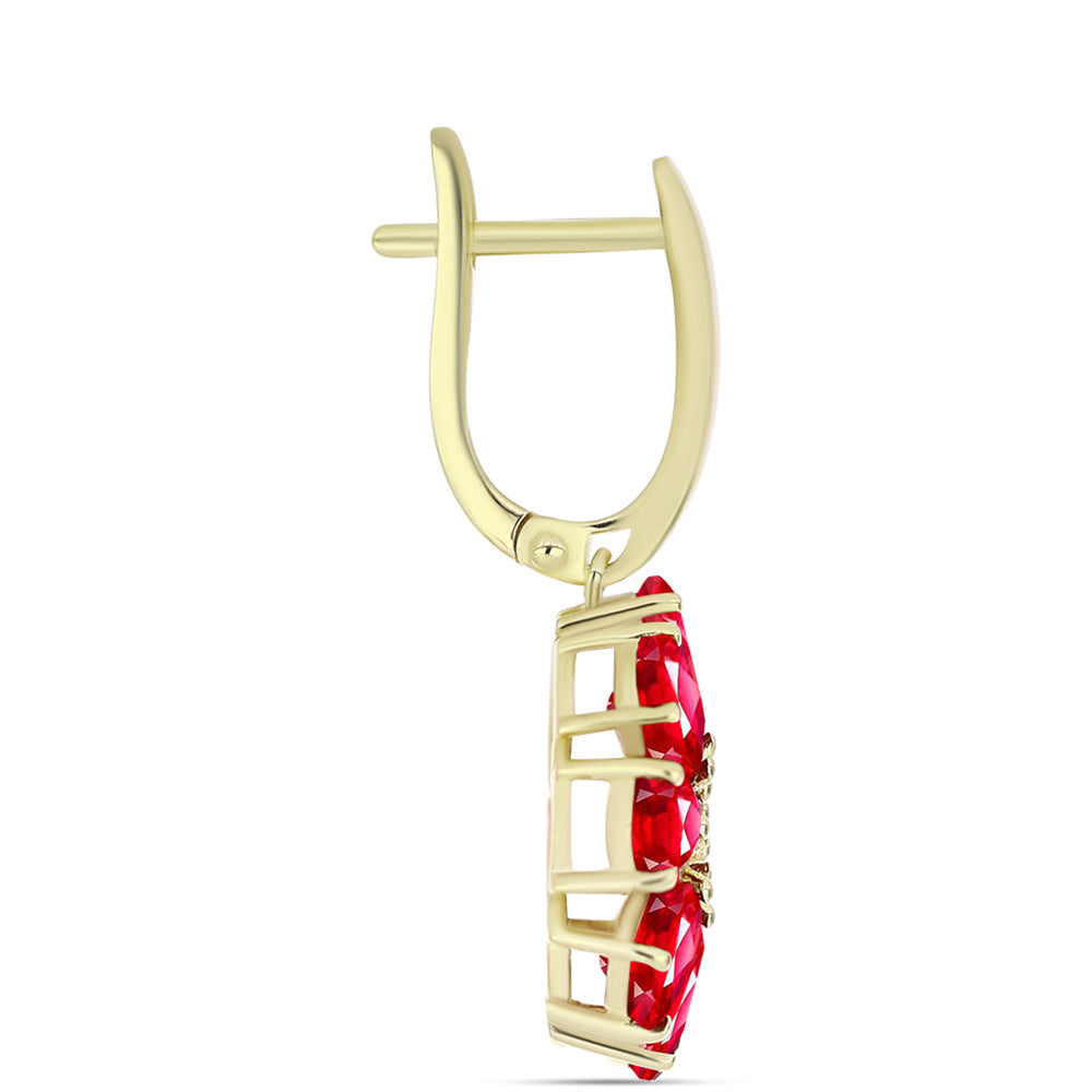 Brincos de Prata com Banho de Ouro com Ágata Vermelha 2 