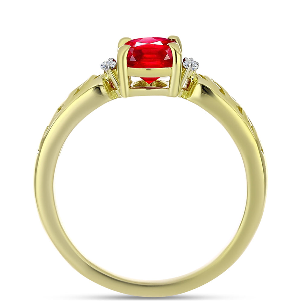 Anel de Prata com Banho de Ouro com Ágata Vermelha e Topázio Branco