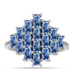 Anel de Prata com Moissanite Azul Oceano  Contraste: Cabeca de Veado (800)