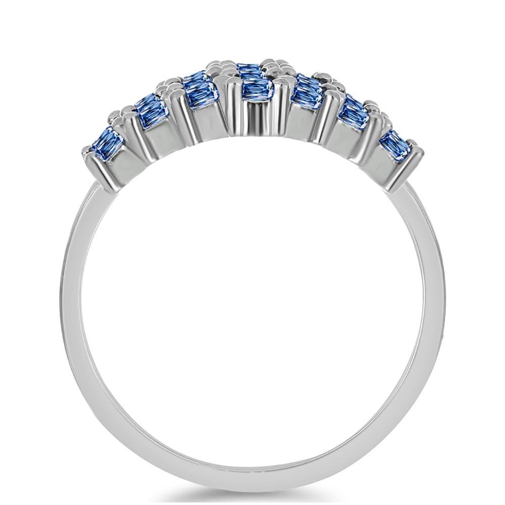 Anel de Prata com Moissanite Azul Oceano  Contraste: Cabeca de Veado (800)