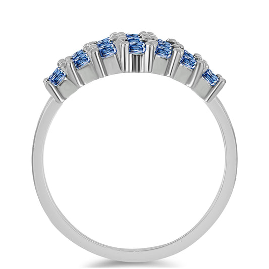 Anel de Prata com Moissanite Azul Oceano  Contraste: Cabeca de Veado (800)