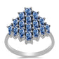Anel de Prata com Moissanite Azul Oceano  Contraste: Cabeca de Veado (800)