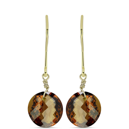 Brincos de Prata com Banho de Ouro com Quartzo Cognac