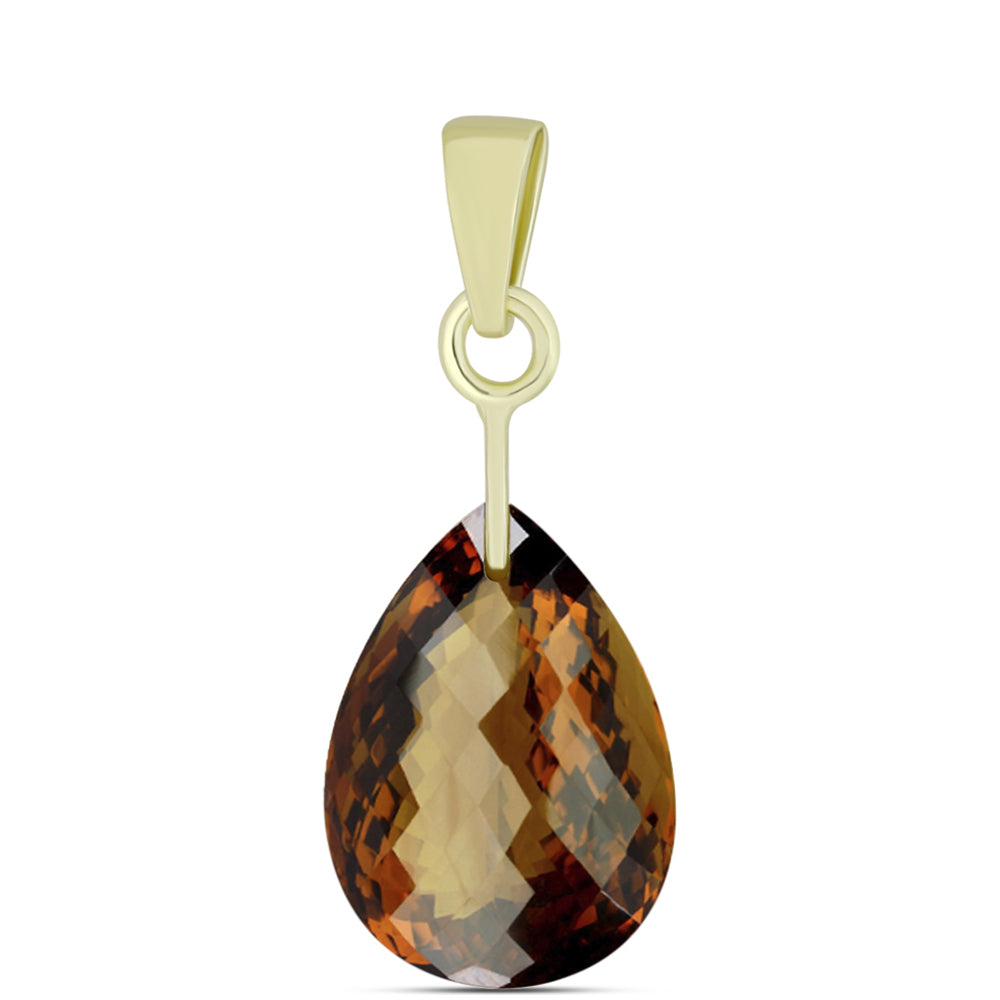 Pendente de Prata com Banho de Ouro com Quartzo Cognac