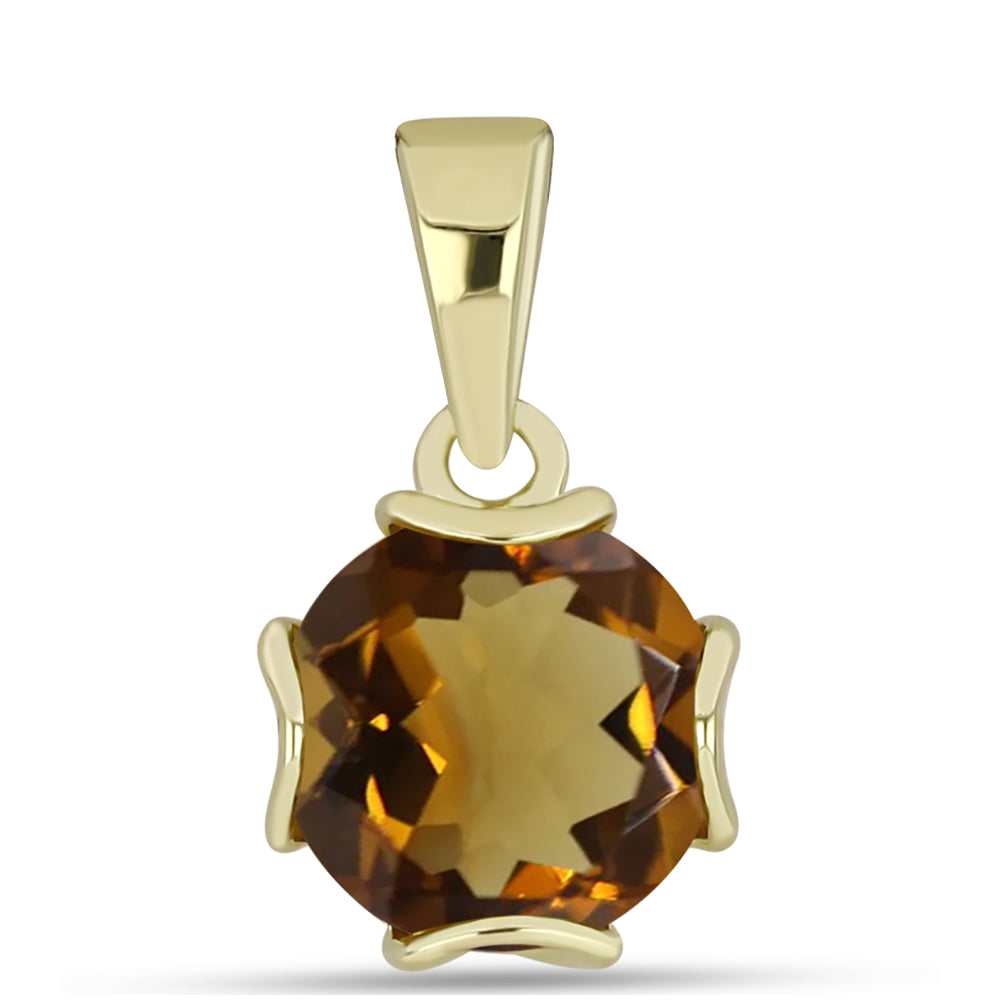 Pendente de Prata com Banho de Ouro com Quartzo Cognac