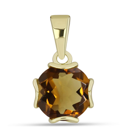 Pendente de Prata com Banho de Ouro com Quartzo Cognac