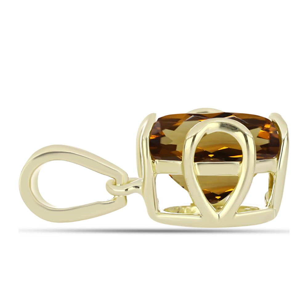 Pendente de Prata com Banho de Ouro com Quartzo Cognac 2 