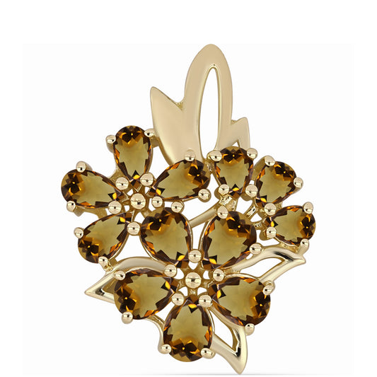 Pendente de Prata com Banho de Ouro com Quartzo Cognac