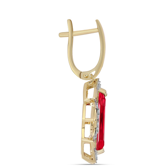 Brincos de Prata com Banho de Ouro com Ágata Vermelha e Topázio Branco