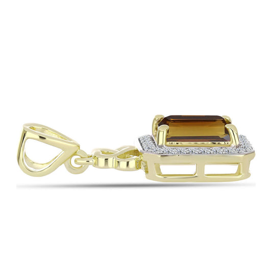 Pendente de Prata com Banho de Ouro com Quartzo Cognac e Topázio Branco