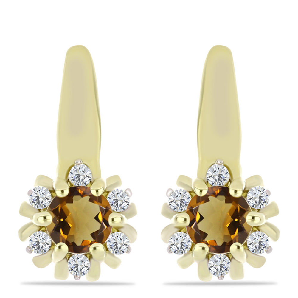 Brincos de Prata com Banho de Ouro com Quartzo Cognac e Topázio Branco 1 