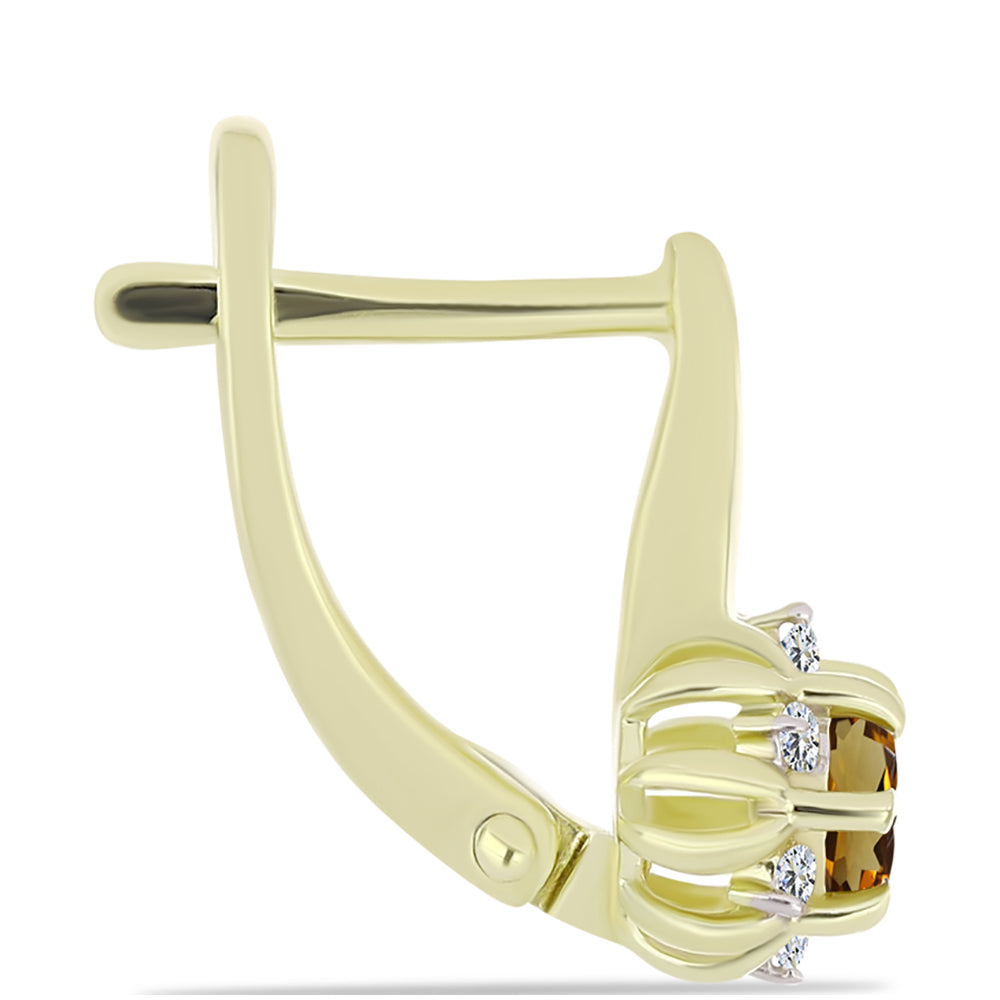 Brincos de Prata com Banho de Ouro com Quartzo Cognac e Topázio Branco 2 