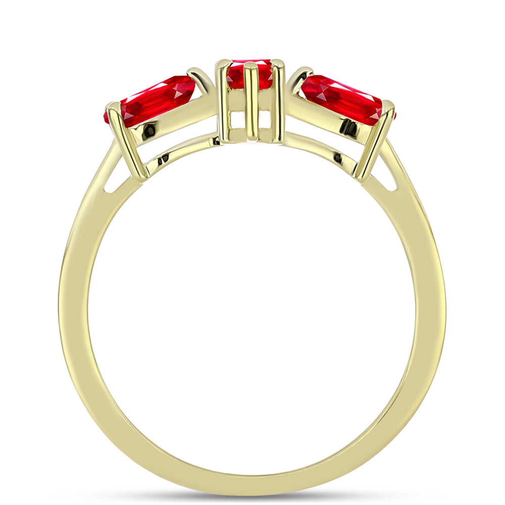 Anel de Prata com Banho de Ouro com Ágata Vermelha 2 