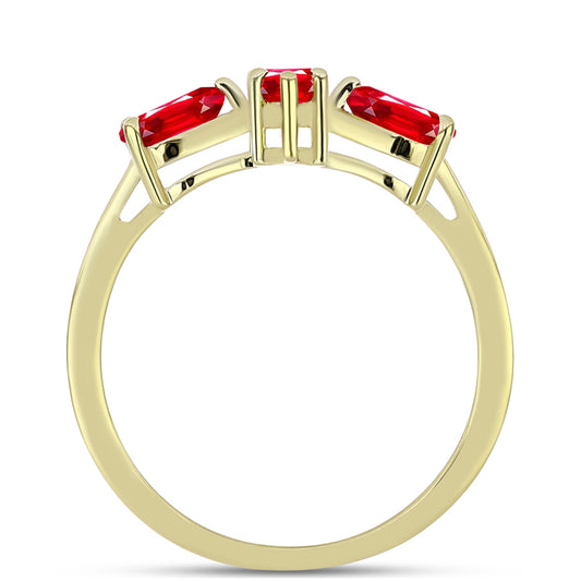 Anel de Prata com Banho de Ouro com Ágata Vermelha