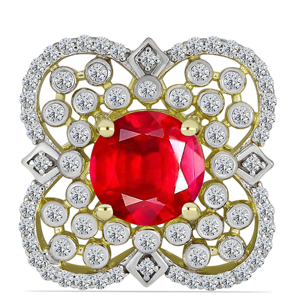 Pendente de Prata com Banho de Ouro com Ágata Vermelha e Topázio Branco 1 